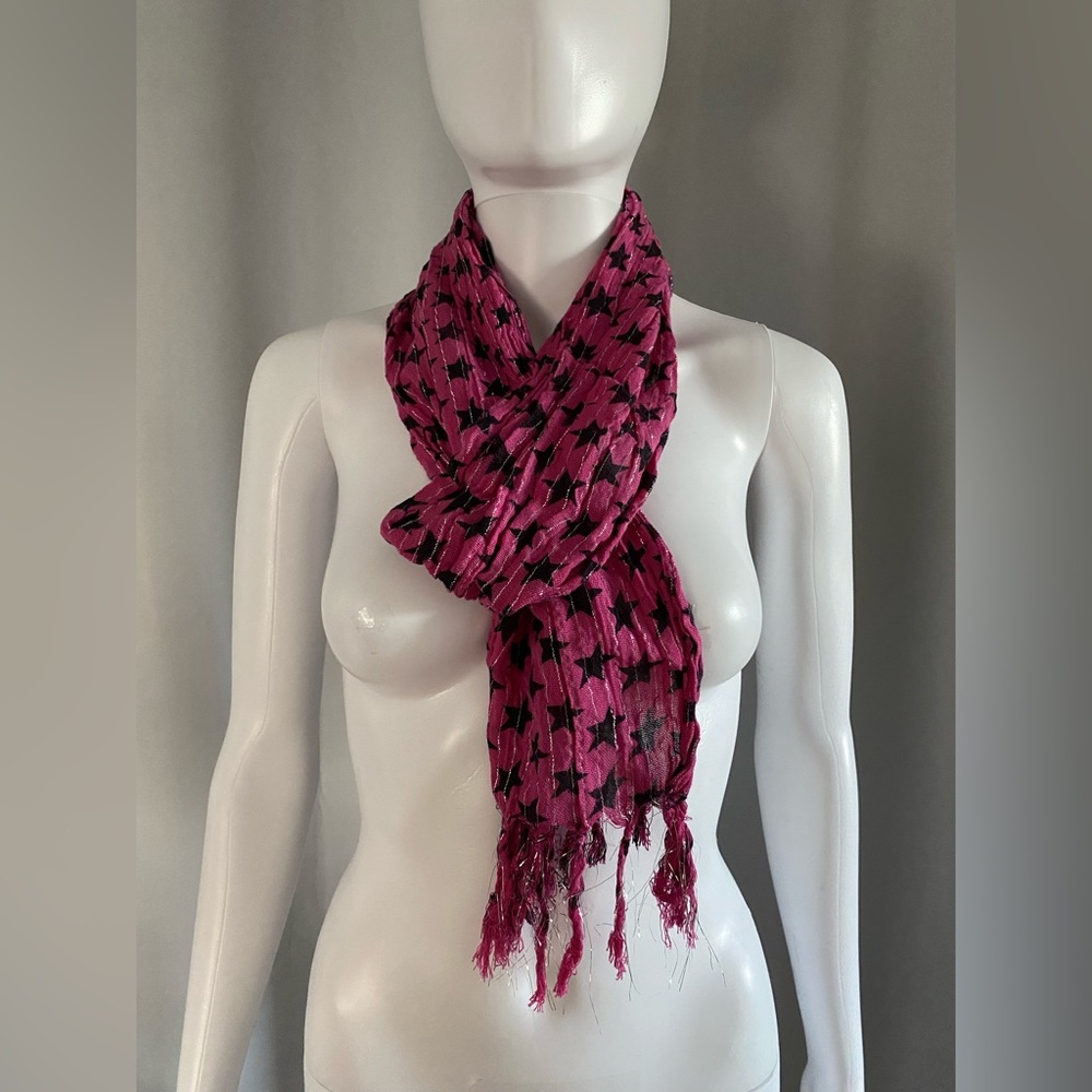Pink & Black Star Scarf Wrap